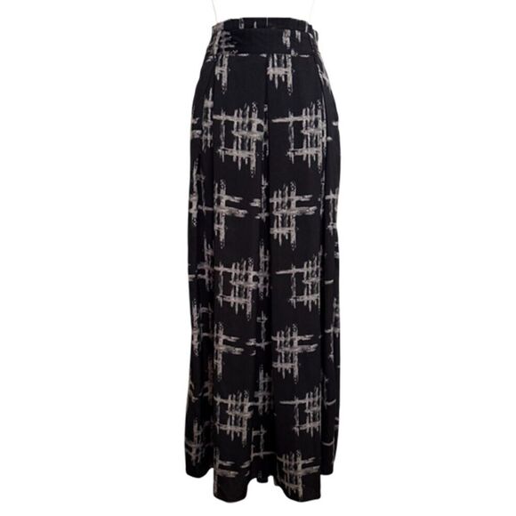 Whimsigoth 90s Black & Gray Pleated Maxi Skirt With a hashtag Print Size S - Picture 5 of 13